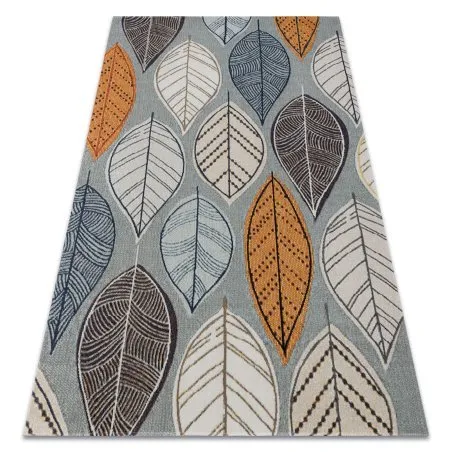 Modern Teppich MUNDO E0641 Blätter Outdoor blau / beige
