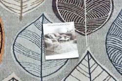 Modern Teppich MUNDO E0641 Blätter Outdoor blau / beige