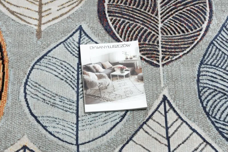 Modern Teppich MUNDO E0641 Blätter Outdoor blau / beige