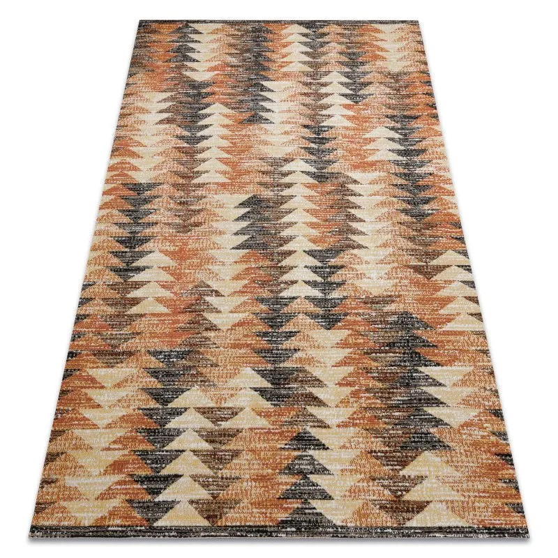 Modern Teppich MUNDO D5781 Dreiecke 3D Outdoor orange / beige