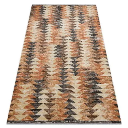 Modern Teppich MUNDO D5781 Dreiecke 3D Outdoor orange / beige