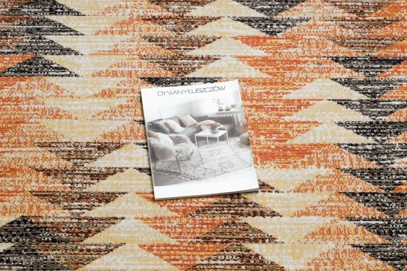 Modern Teppich MUNDO D5781 Dreiecke 3D Outdoor orange / beige