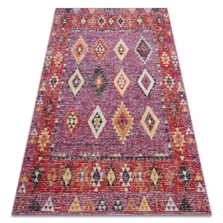 Modern Teppich MUNDO D7701 Diamanten boho Outdoor rosa / beige