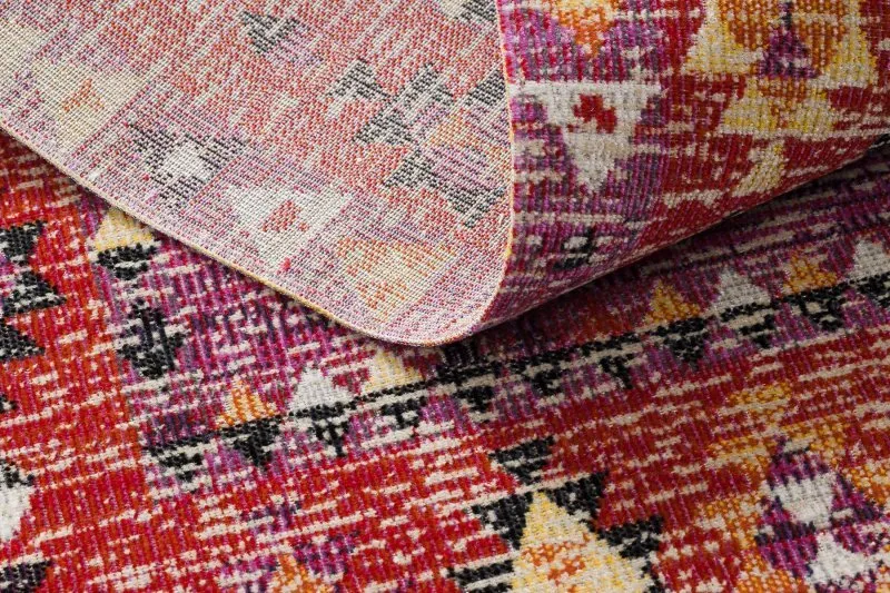Modern Teppich MUNDO D7701 Diamanten boho Outdoor rosa / beige