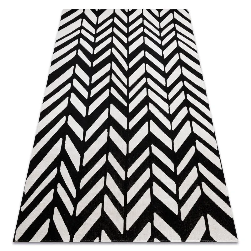 Modern Teppich MUNDO E0571 Fischgrät Outdoor beige / schwarz