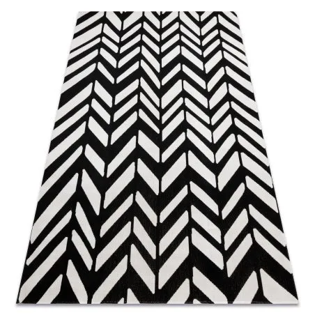 Modern Teppich MUNDO E0571 Fischgrät Outdoor beige / schwarz