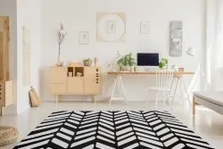 Modern Teppich MUNDO E0571 Fischgrät Outdoor beige / schwarz