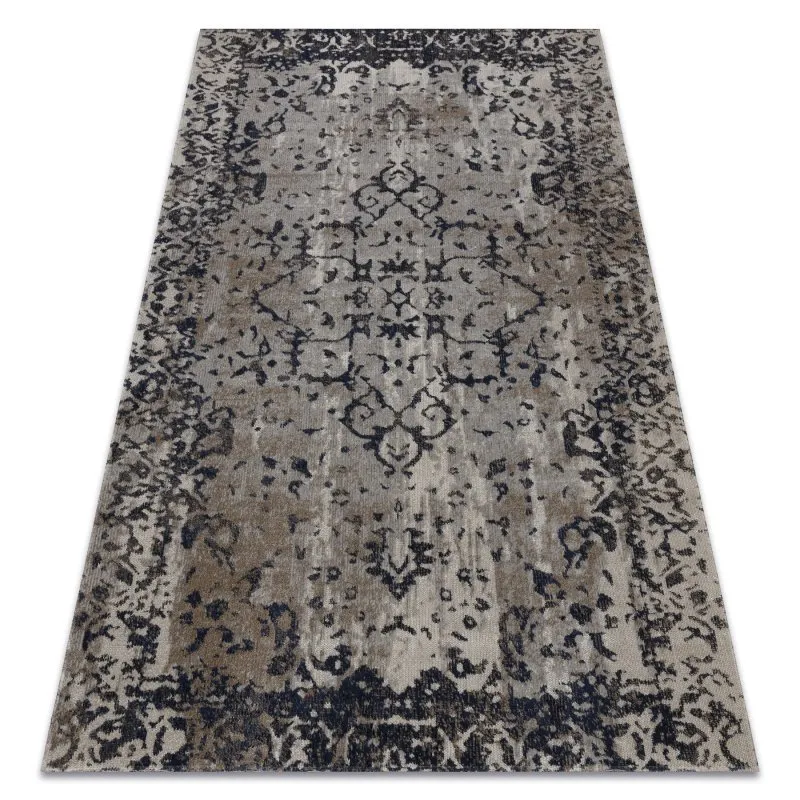 Modern Teppich MUNDO E0681 Ornament, Rahmen vintage Outdoor beige / schwarz