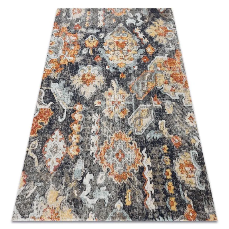 Modern Teppich MUNDO E0671 orientalisch vintage Outdoor schwarz / gelb