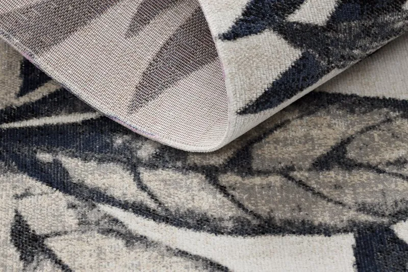 Modern Teppich MUNDO E7181 Blätter Outdoor beige / blau