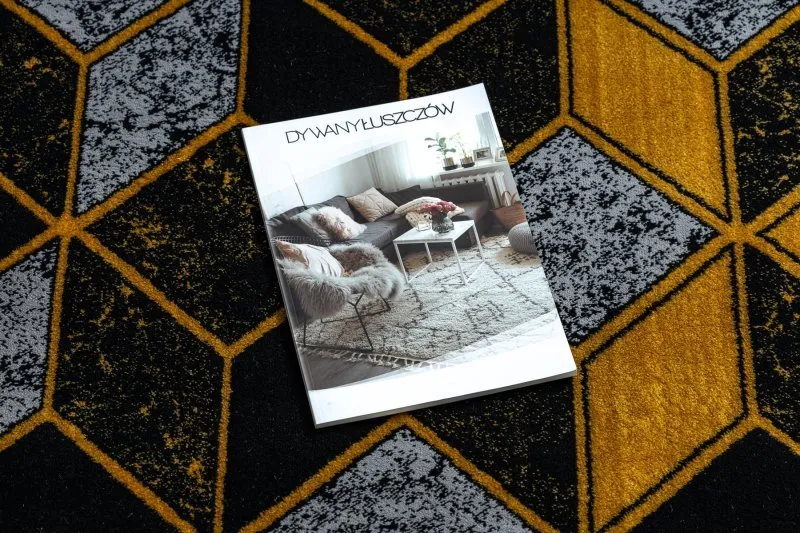 Modern GLOSS Teppich 400B 86 stilvoll, glamour, art deco, 3D geometrisch schwarz / gold