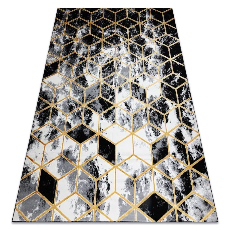 Modern Teppich 3D GLOSS 409A 82 Würfel stilvoll, glamour, art deco schwarz / grau