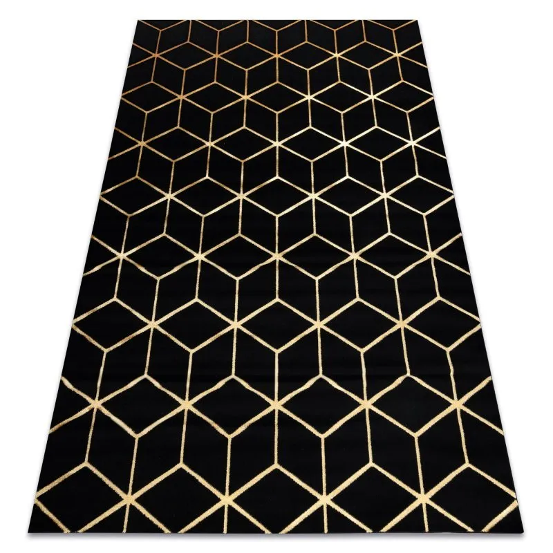 Modern Teppich 3D GLOSS 409C 86 Würfel stilvoll, glamour, art deco schwarz