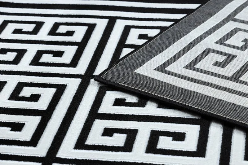 Modern GLOSS Teppich 6776 85 stilvoll, Rahmen, griechisch schwarz / elfenbein