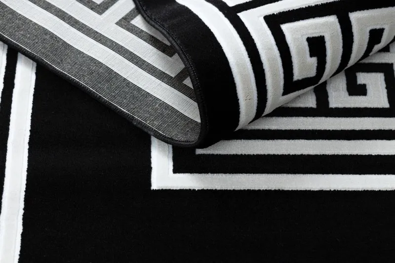 Modern GLOSS Teppich 6776 85 stilvoll, Rahmen, griechisch schwarz / elfenbein