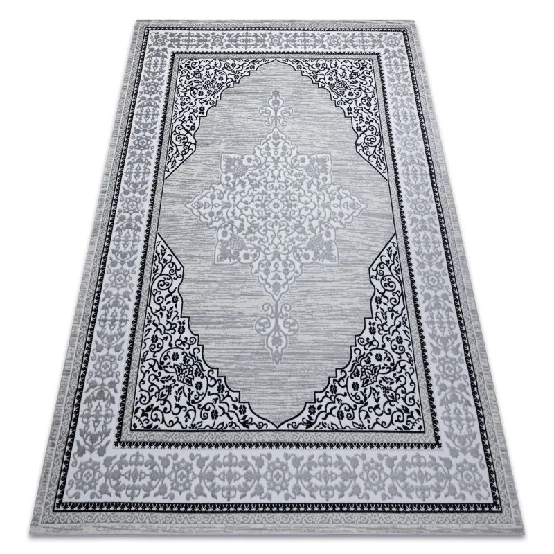Modern GLOSS Teppich 8490 52 Ornament, stilvoll, Rahmen elfenbein / grau