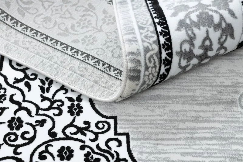 Modern GLOSS Teppich 8490 52 Ornament, stilvoll, Rahmen elfenbein / grau