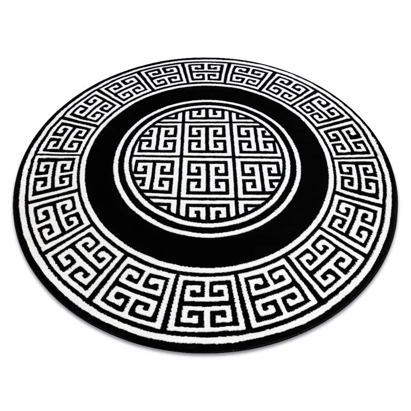 Modern GLOSS Teppich Kreis 6776 85 stilvoll, Rahmen, griechisch schwarz / elfenbein