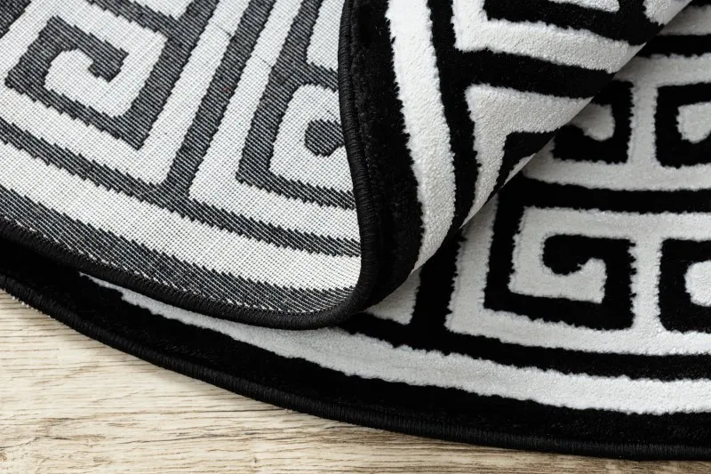 Modern GLOSS Teppich Kreis 6776 85 stilvoll, Rahmen, griechisch schwarz / elfenbein