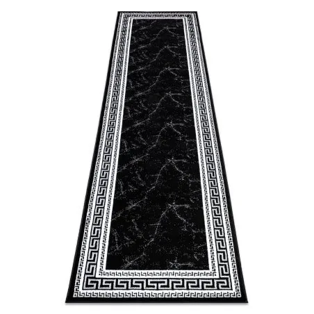 Dywan, Chodnik GLOSS nowoczesny 2813 87 stylowy, ramka, grecki czarny / szary