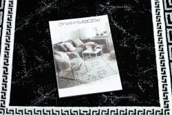 Dywan, Chodnik GLOSS nowoczesny 2813 87 stylowy, ramka, grecki czarny / szary