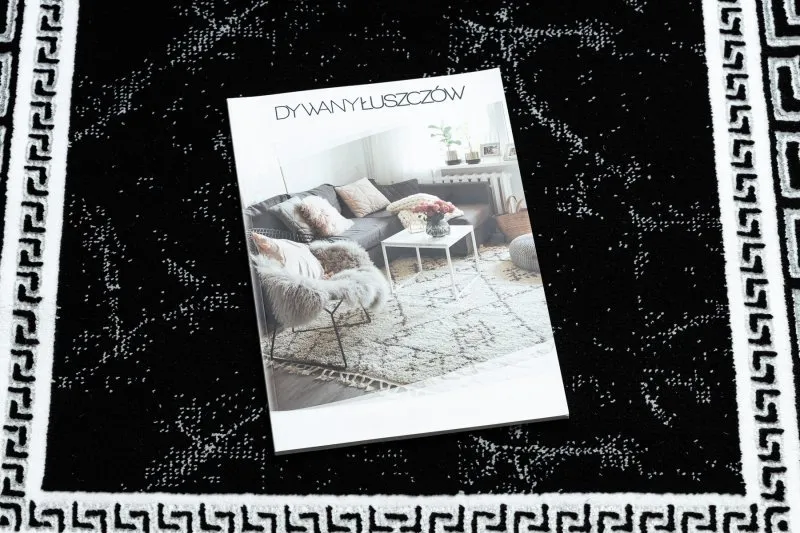 Dywan, Chodnik GLOSS nowoczesny 2813 87 stylowy, ramka, grecki czarny / szary