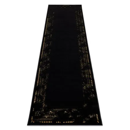 Dywan, Chodnik GLOSS nowoczesny 408C 86 Ramka stylowy, glamour, art deco czarny / złoty
