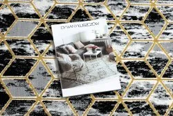 Dywan, Chodnik GLOSS nowoczesny 409A 82 Sześcian, stylowy, glamour, art deco czarny / szary / złoty 