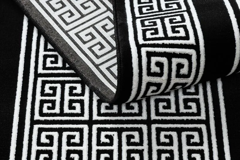 Dywan, Chodnik GLOSS nowoczesny 6776 85 stylowy, ramka, grecki czarny / kość słoniowa