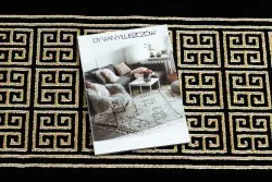 Dywan, Chodnik GLOSS nowoczesny 6776 86 stylowy, ramka, grecki czarny / złoty