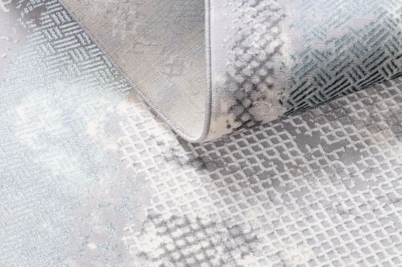 Teppich CORE A004 Rahmen, schattiert - Struktur zwei Vliesebenen, Elfenbein / Grau / Blau