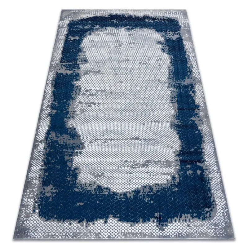 Teppich CORE A004 Rahmen, schattiert - Struktur zwei Vliesebenen, blau / grau