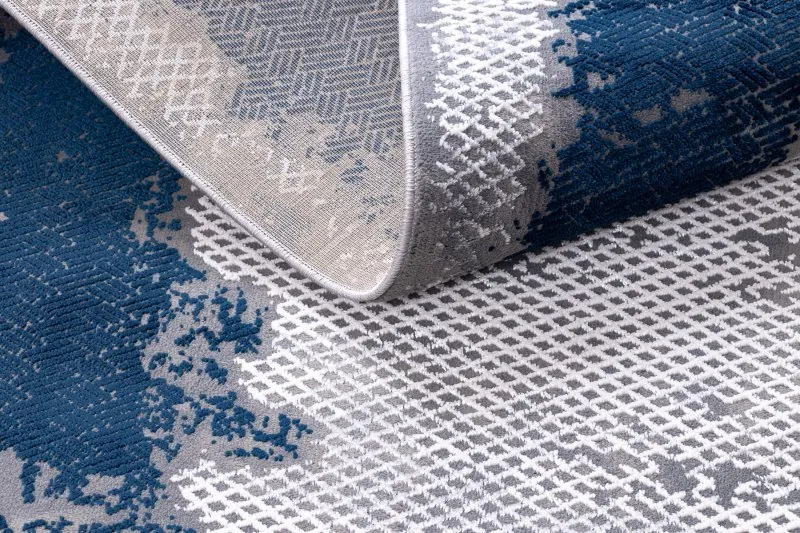 Teppich CORE A004 Rahmen, schattiert - Struktur zwei Vliesebenen, blau / grau