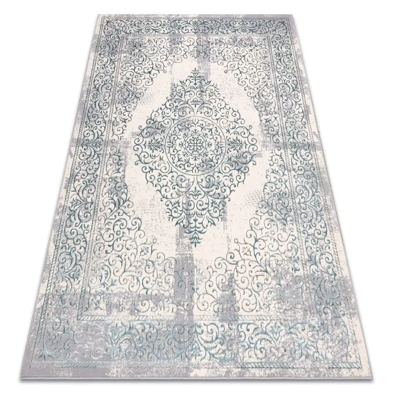 Teppich CORE W7161 Vintage Rosette - Strukturell, zwei Ebenen aus Vlies, hellblau / creme / grau