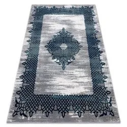Teppich CORE Rahmen, Rosette - Struktur zwei Vliesebenen, blau / grau