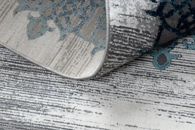 Teppich CORE W9797 Rahmen, Rosette - Struktur zwei Vliesebenen, blau / grau