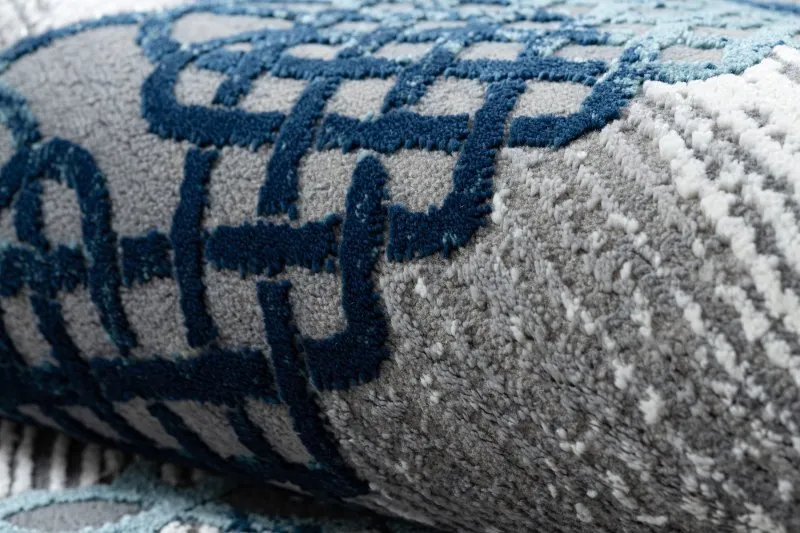 Teppich CORE W9797 Rahmen, Rosette - Struktur zwei Vliesebenen, blau / grau