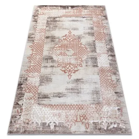 Teppich CORE W9797 Rahmen, Rosette - Struktur zwei Vliesebenen, beige / rosa