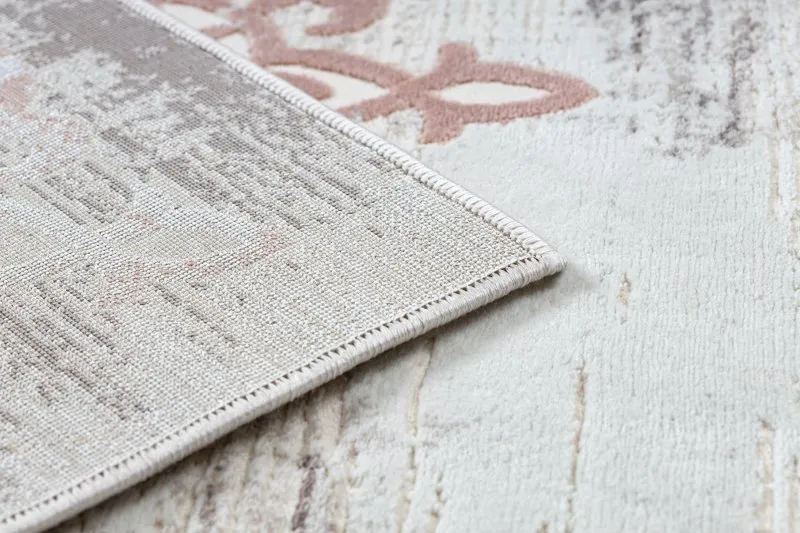 Teppich CORE W9797 Rahmen, Rosette - Struktur zwei Vliesebenen, beige / rosa