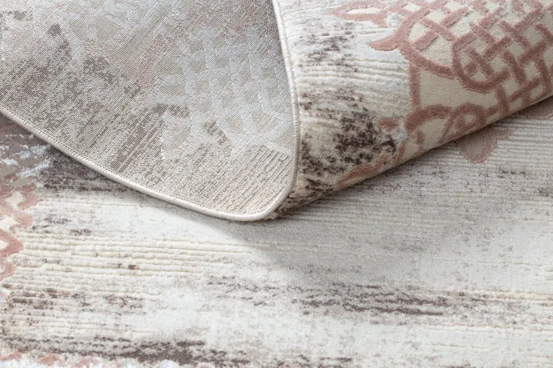 Teppich CORE W9797 Rahmen, Rosette - Struktur zwei Vliesebenen, beige / rosa