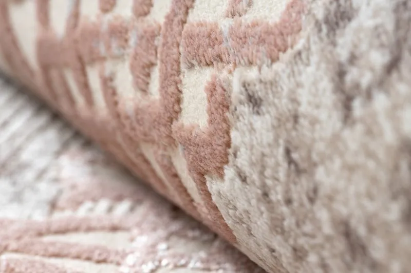Teppich CORE W9797 Rahmen, Rosette - Struktur zwei Vliesebenen, beige / rosa