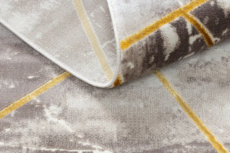 Teppich CORE 1818 Geometrisch - Strukturell, zwei Ebenen aus Vlies, elfenbein / gold
