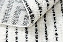 Teppich SEVILLA Z788B Labyrinth, griechisch weiß / anthrazit Franse berber marokkanisch shaggy