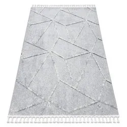 Teppich SEVILLA Z791C Mosaik grau / weiß Franse berber marokkanisch shaggy