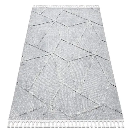 Teppich SEVILLA Z791C Mosaik grau / weiß Franse berber marokkanisch shaggy