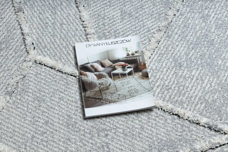 Teppich SEVILLA Z791C Mosaik grau / weiß Franse berber marokkanisch shaggy