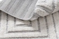 Teppich SEVILLA Z788A Labyrinth, griechisch weiß / grau Franse berber marokkanisch shaggy