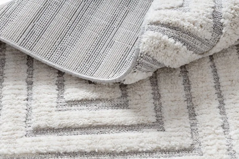 Teppich SEVILLA Z788A Labyrinth, griechisch weiß / grau Franse berber marokkanisch shaggy