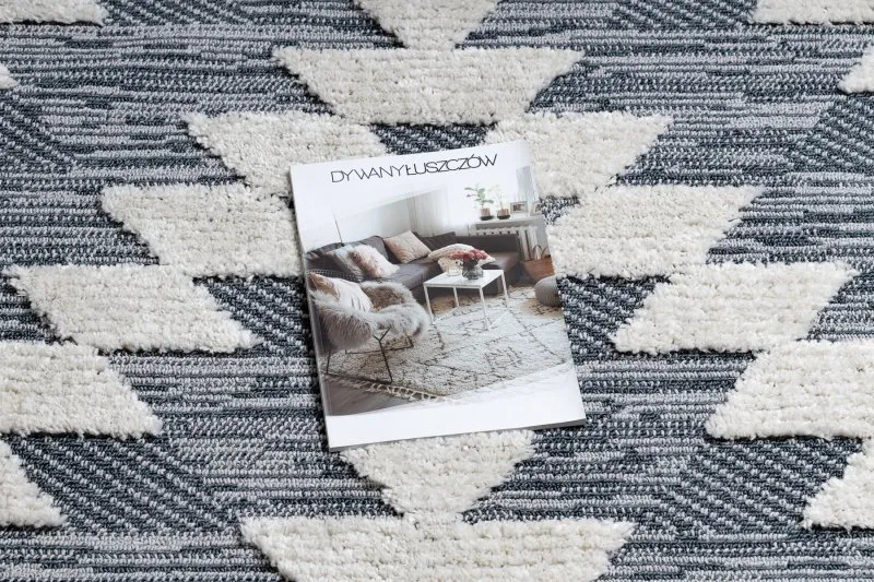 Teppich SEVILLA Z250A Diamanten blau / grau Franse berber marokkanisch shaggy