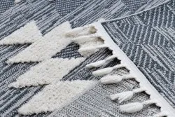 Teppich SEVILLA Z250A Diamanten blau / grau Franse berber marokkanisch shaggy